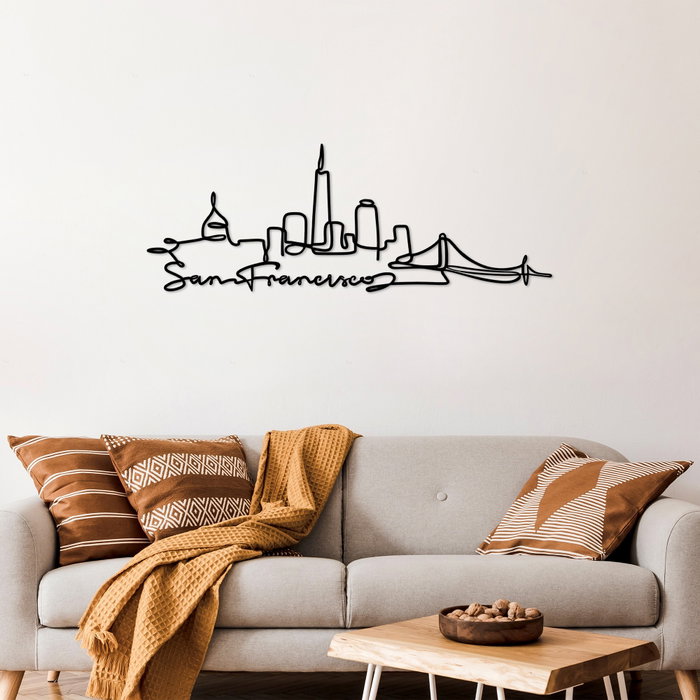 Wallity San Francisco Escultura de Pared de Metal Negro